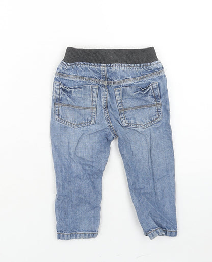 Tu Boys Blue Cotton Tapered Jeans Size 2XS Regular Drawstring