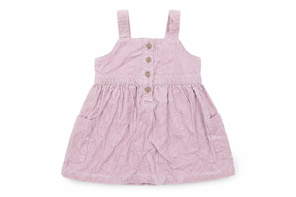 NEXT Girls Pink Cotton Pinafore/Dungaree Dress Size 2 Years Square Neck Button