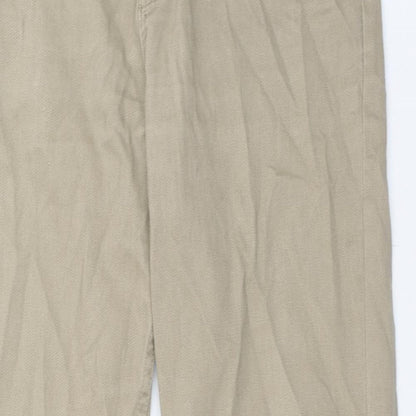 Easy Mens Beige Cotton Straight Jeans Size 32 in Regular Zip