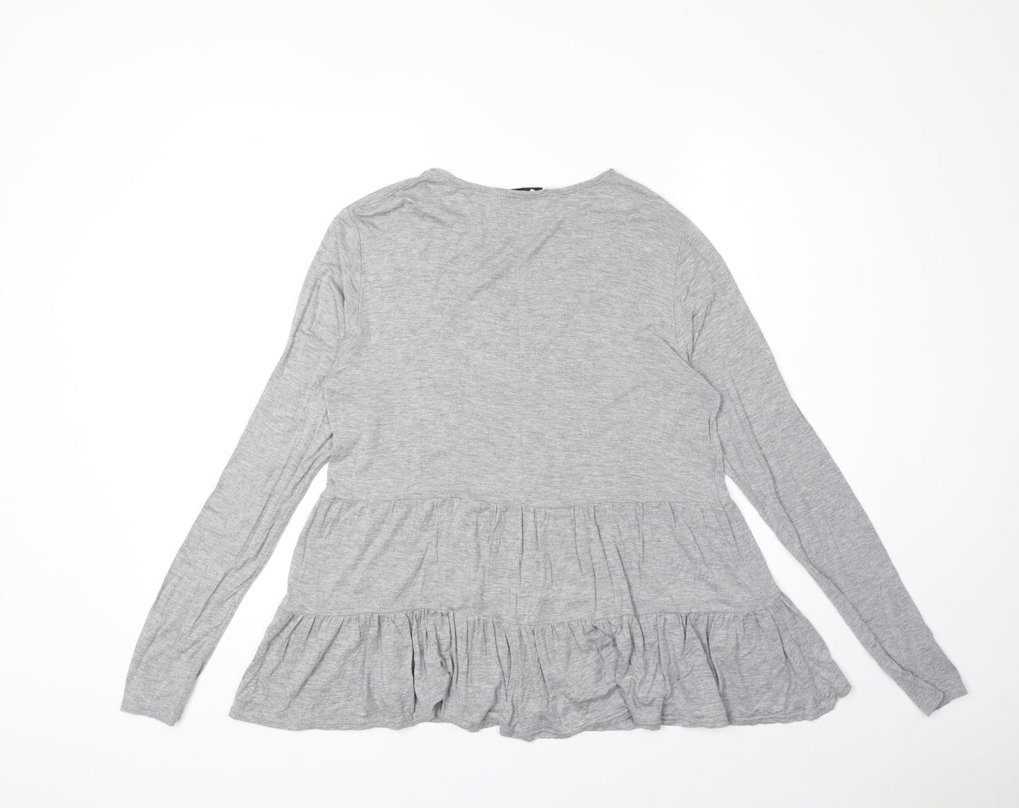 In the Style Womens Grey Viscose Basic T-Shirt Size 12 Round Neck