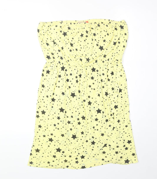 Only Womens Yellow Geometric Polyester Basic Tank Size L Off the Shoulder - Star Print