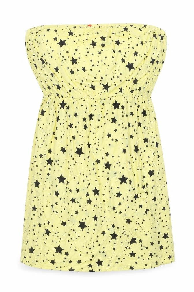 Only Womens Yellow Geometric Polyester Basic Tank Size L Off the Shoulder - Star Print