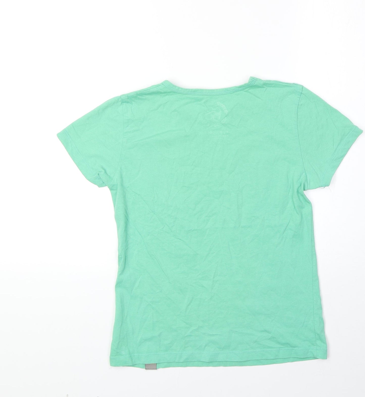 Preworn Womens Green 100% Cotton Basic T-Shirt Size S Scoop Neck - Ribcage. Bird