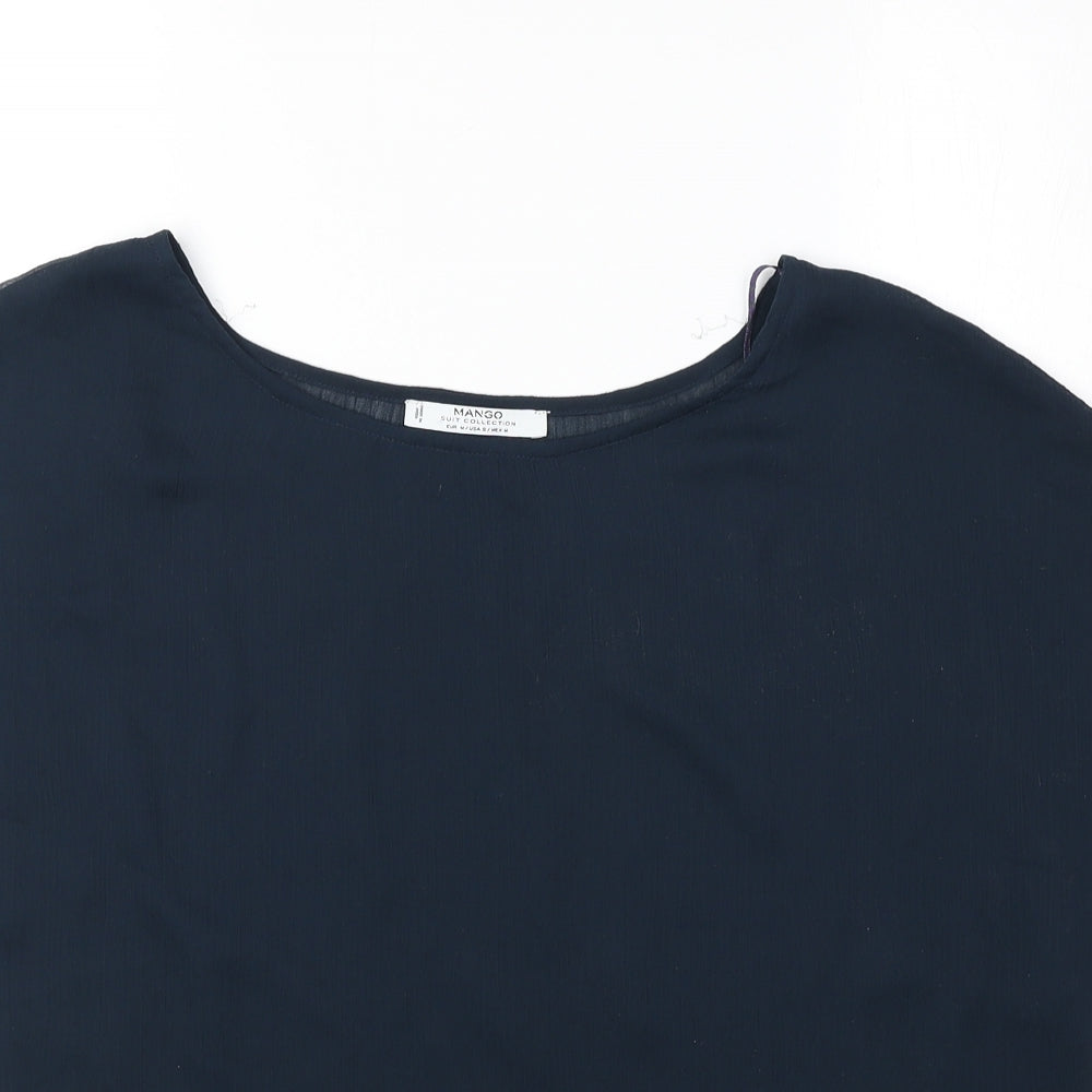 Mango Womens Blue Polyester Basic Blouse Size M Round Neck