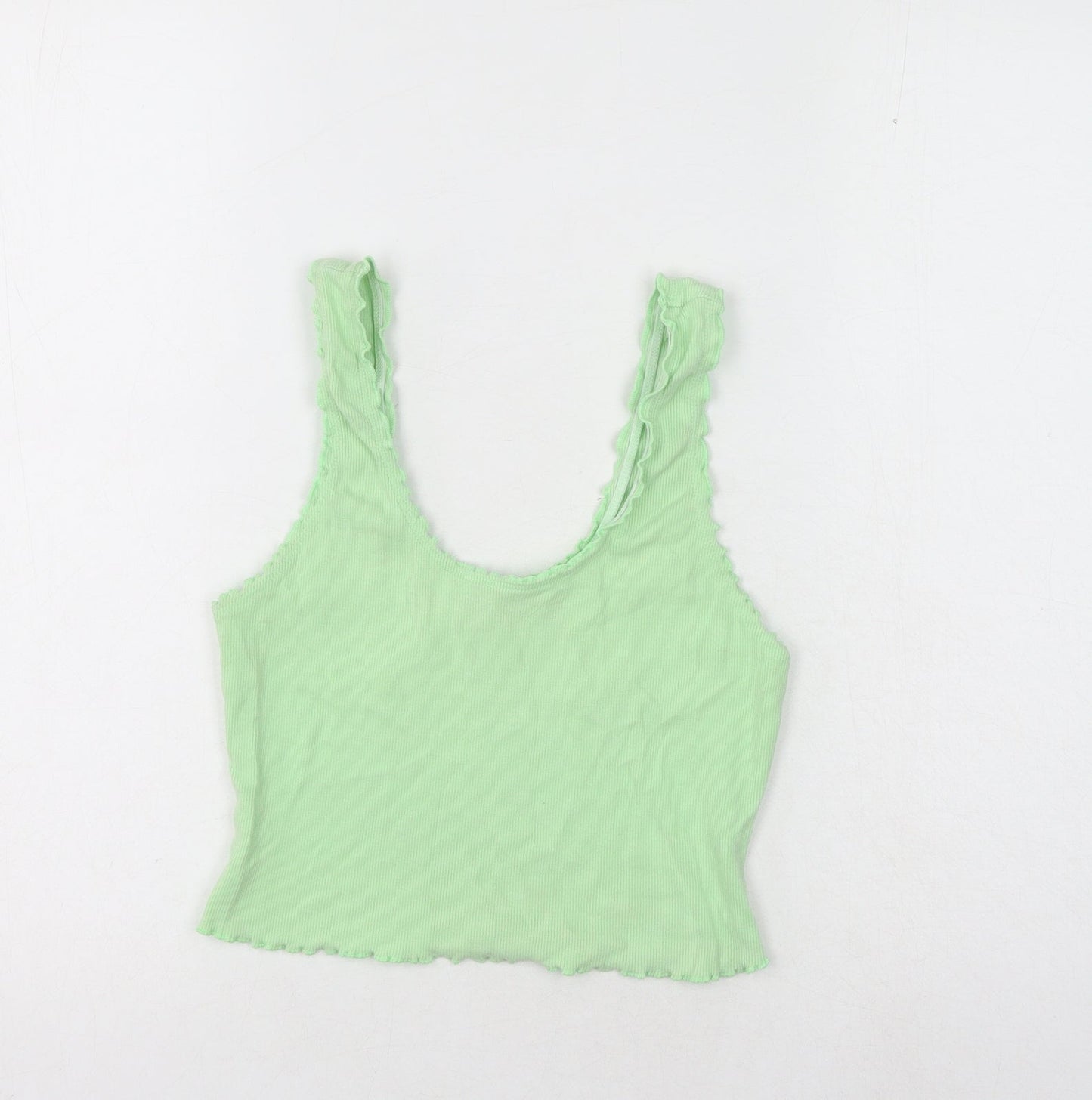 ASOS Womens Green Cotton Cropped Tank Size 10 Scoop Neck