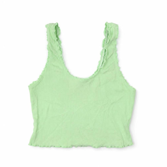 ASOS Womens Green Cotton Cropped Tank Size 10 Scoop Neck