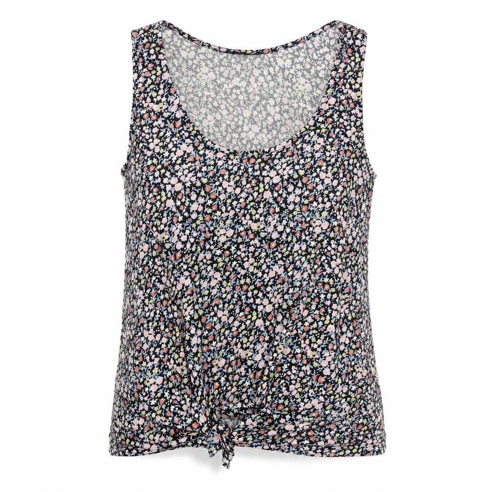 New Look Womens Multicoloured Floral Cotton Basic Tank Size 8 Scoop Neck - Tie Front
