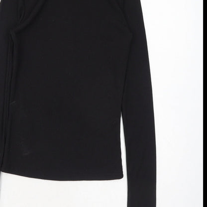 Monica Geuze Womens Black Polyester Basic Blouse Size XS Round Neck
