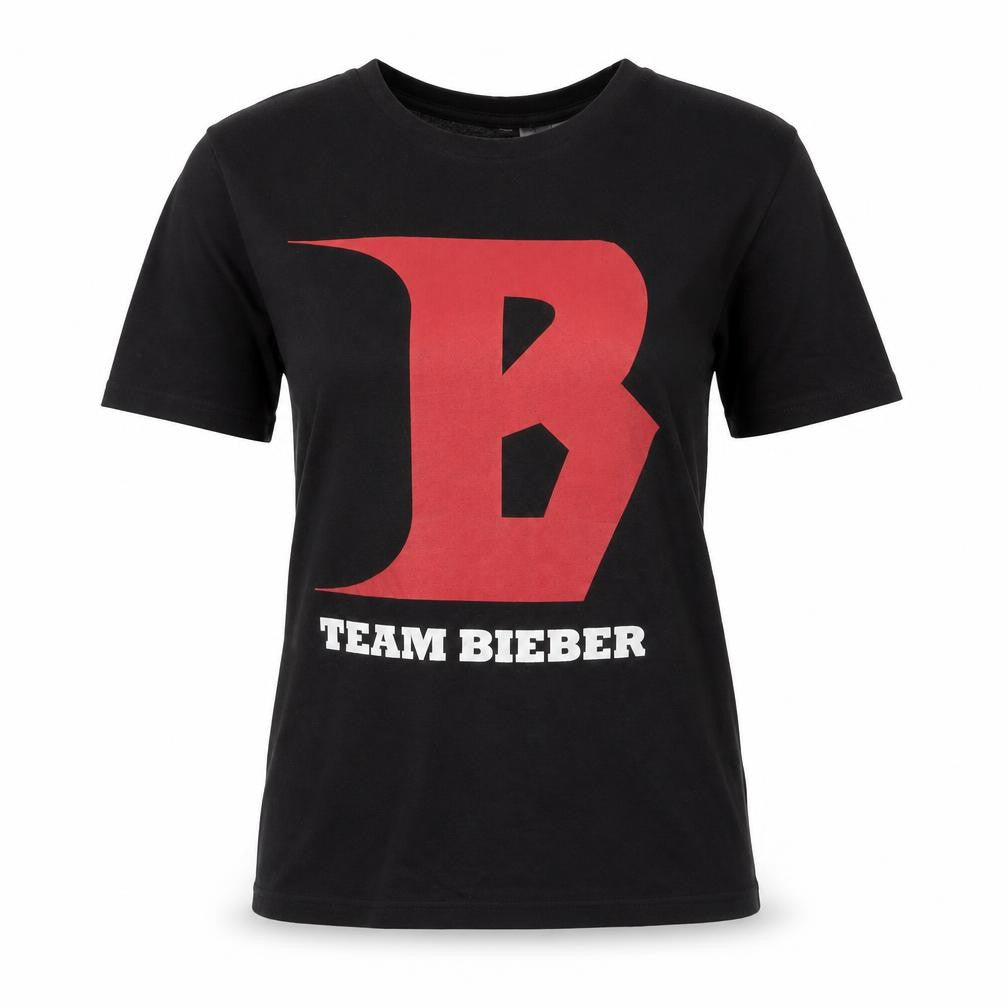 H&M Womens Black Cotton Basic T-Shirt Size XS Round Neck - Team Bieber
