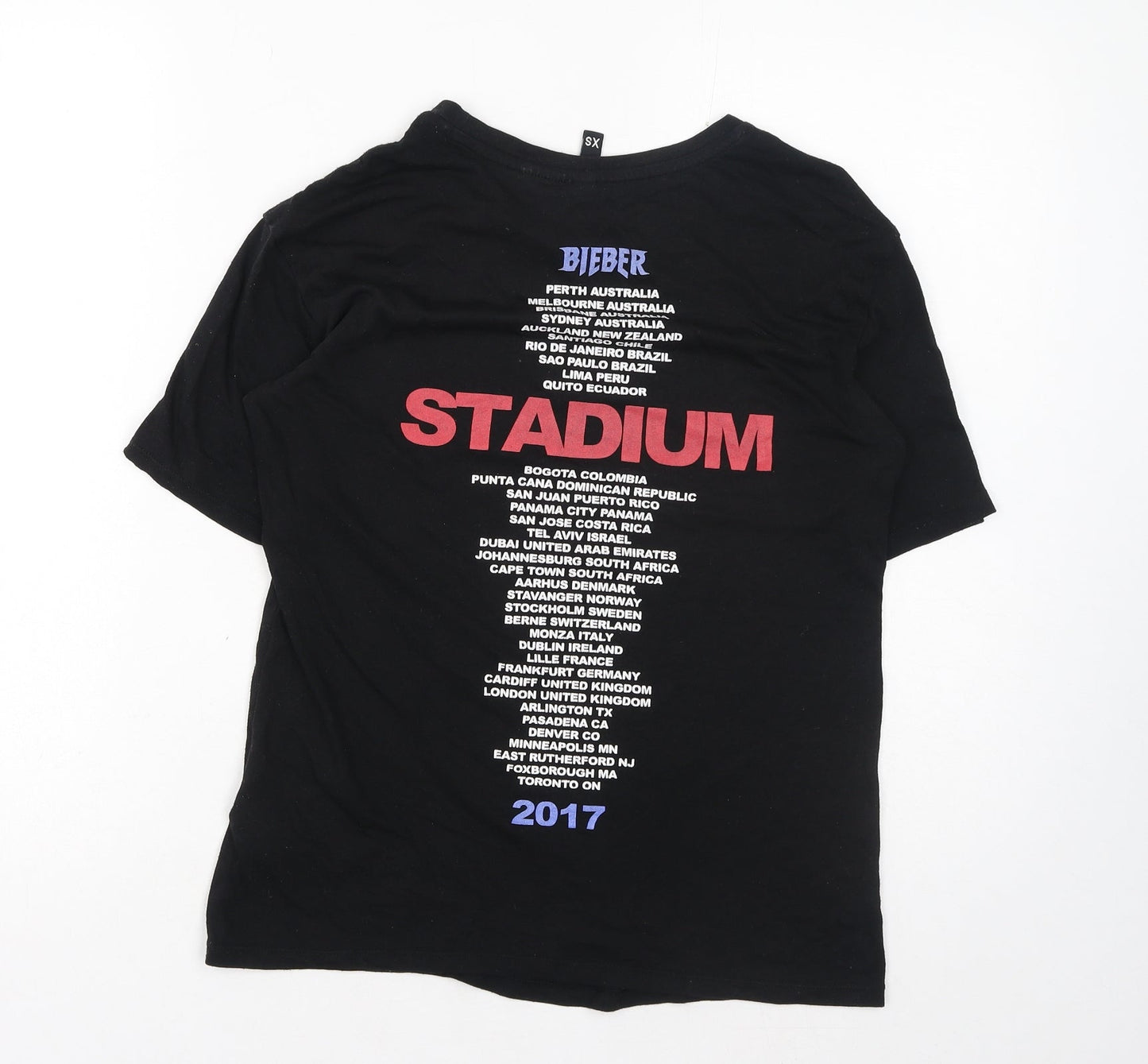 H&M Womens Black Cotton Basic T-Shirt Size XS Round Neck - Team Bieber