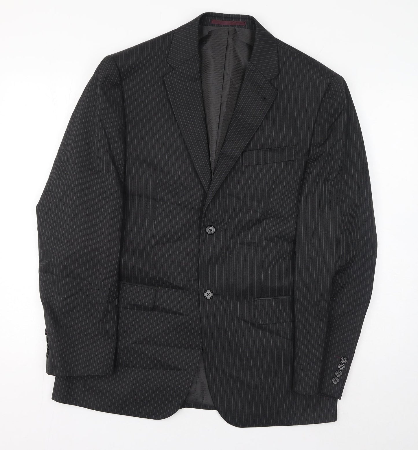 NEXT Mens Black Striped Polyester Jacket Suit Jacket Size 40 Regular