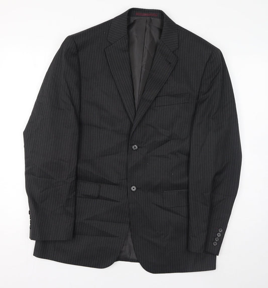 NEXT Mens Black Striped Polyester Jacket Suit Jacket Size 40 Regular