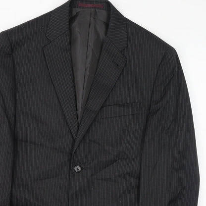 Next Mens Black Striped Polyester Jacket Suit Jacket Size 40 Regular