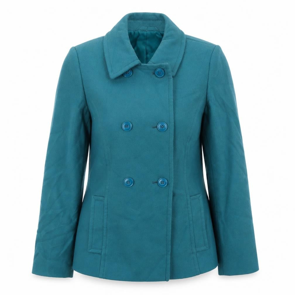 Marks & Spencer Womens Green Pea Coat Jacket Size 10 Button