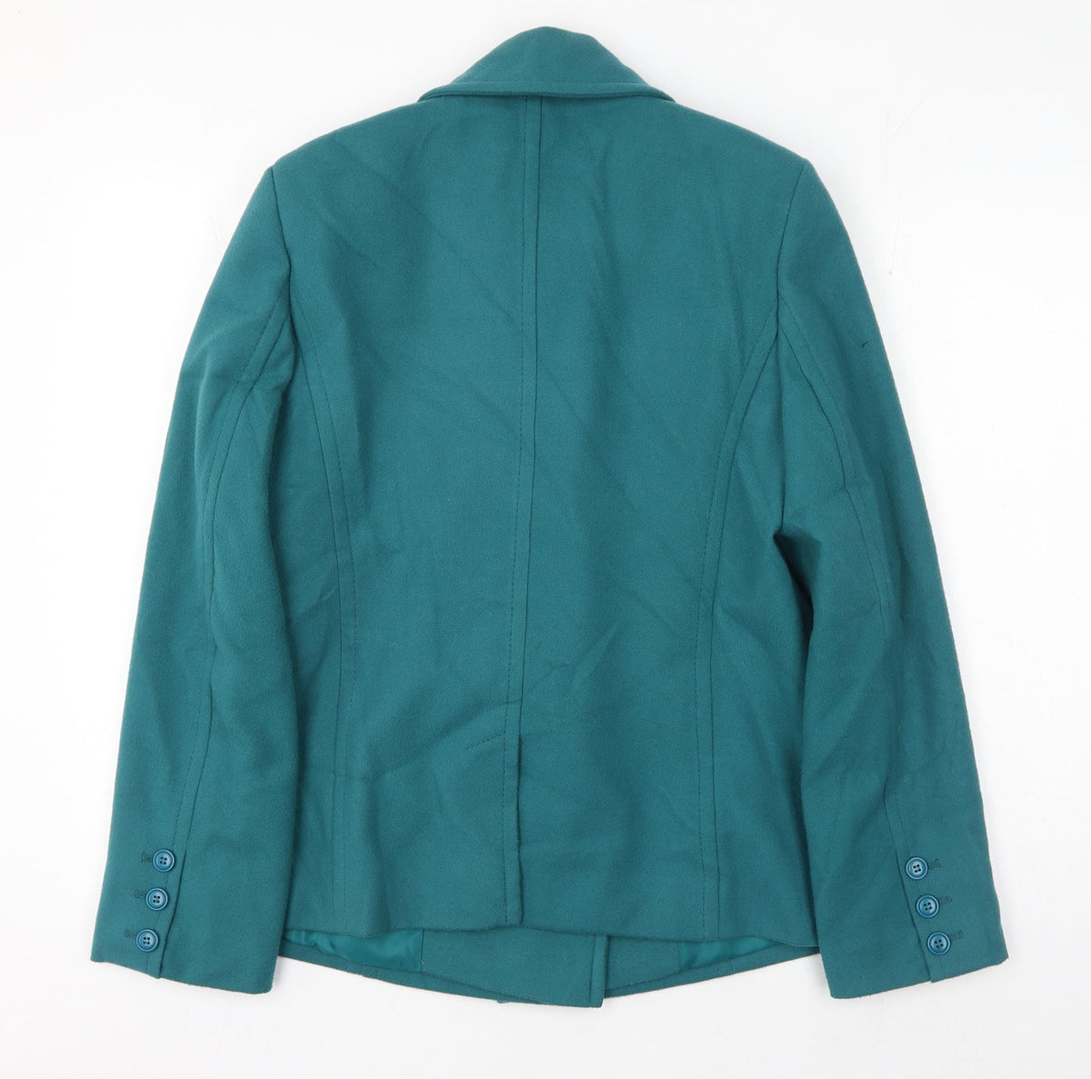 Marks & Spencer Womens Green Pea Coat Jacket Size 10 Button