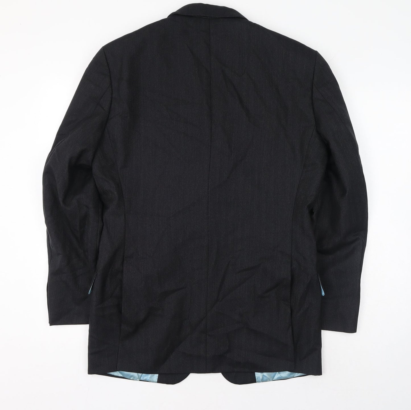 Preworn Mens Black Striped Wool Jacket Suit Jacket Size 40 Regular