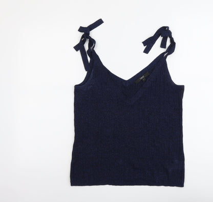 Next Womens Blue Cotton Basic Tank Size 12 V-Neck