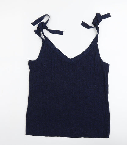 Next Womens Blue Cotton Basic Tank Size 12 V-Neck