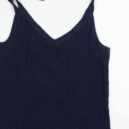 Next Womens Blue Cotton Basic Tank Size 12 V-Neck