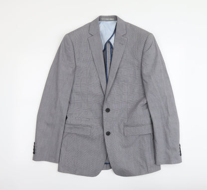 French Connection Mens Grey Plaid Polyester Jacket Suit Jacket Size M Regular