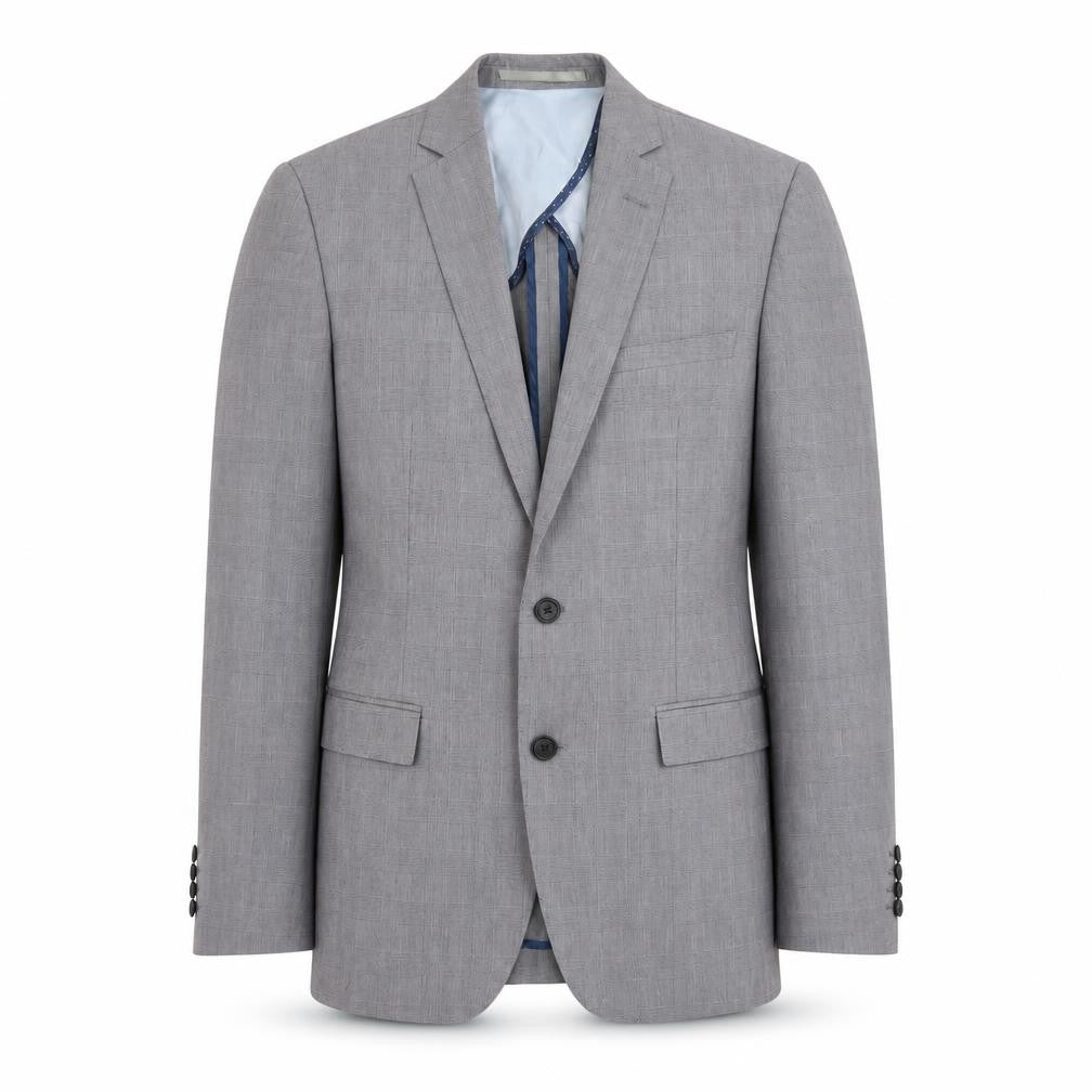French Connection Mens Grey Plaid Polyester Jacket Suit Jacket Size M Regular
