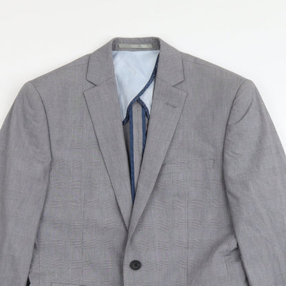 French Connection Mens Grey Plaid Polyester Jacket Suit Jacket Size M Regular