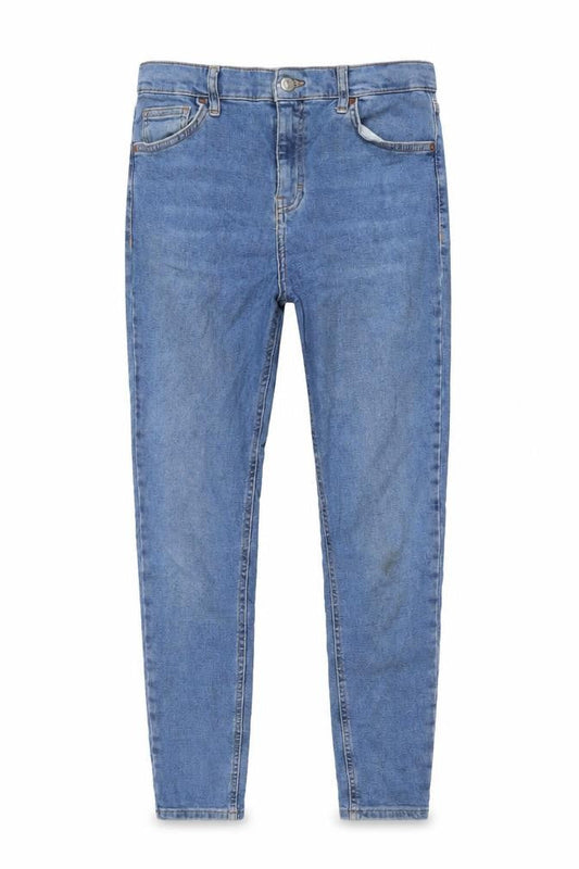 Topshop Womens Blue Cotton Skinny Jeans Size 30 in L25 in Regular Button