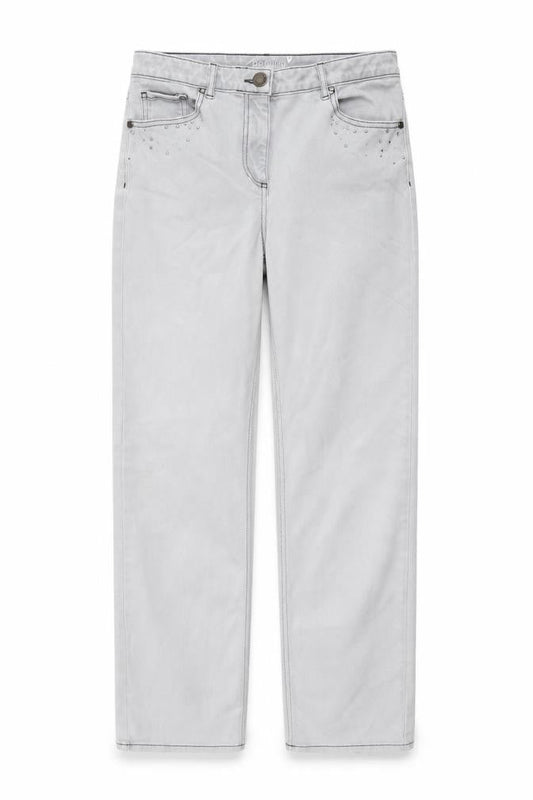 Per Una Womens Grey Cotton Straight Jeans Size 28 in L30 in Regular Button
