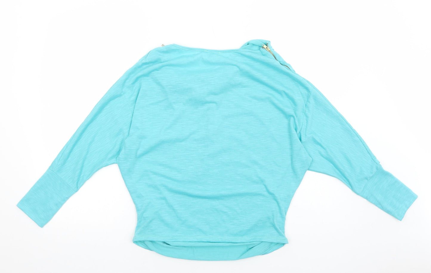 Preworn Womens Blue Polyester Basic Blouse Size M Cowl Neck - Batwing