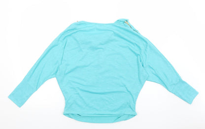 Preworn Womens Blue Polyester Basic Blouse Size M Cowl Neck - Batwing
