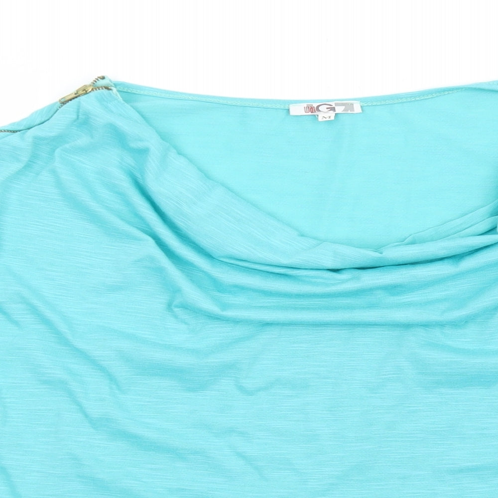 Preworn Womens Blue Polyester Basic Blouse Size M Cowl Neck - Batwing