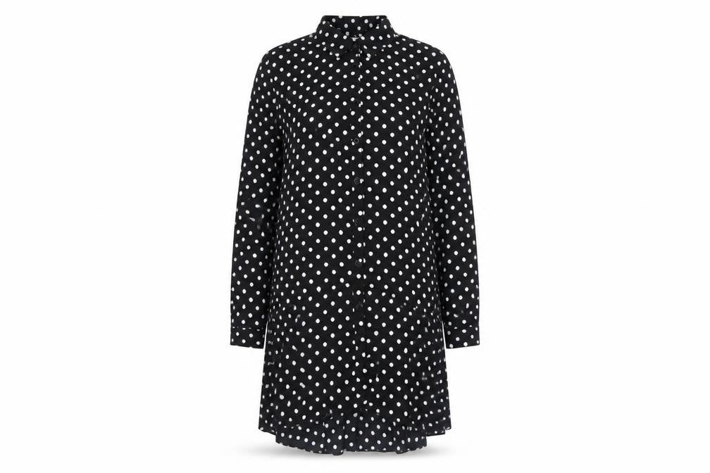 Papaya Womens Black Polka Dot Polyester Shirt Dress Size 12 Collared Button