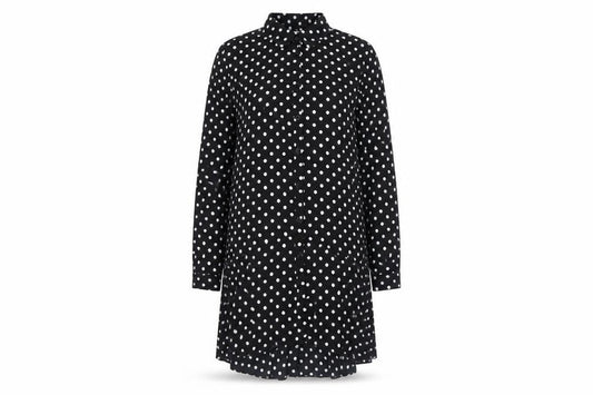 Papaya Womens Black Polka Dot Polyester Shirt Dress Size 12 Collared Button