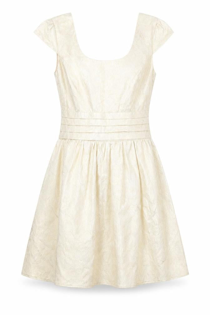 ASOS Womens Gold Polyester Fit & Flare Size 8 Scoop Neck Zip