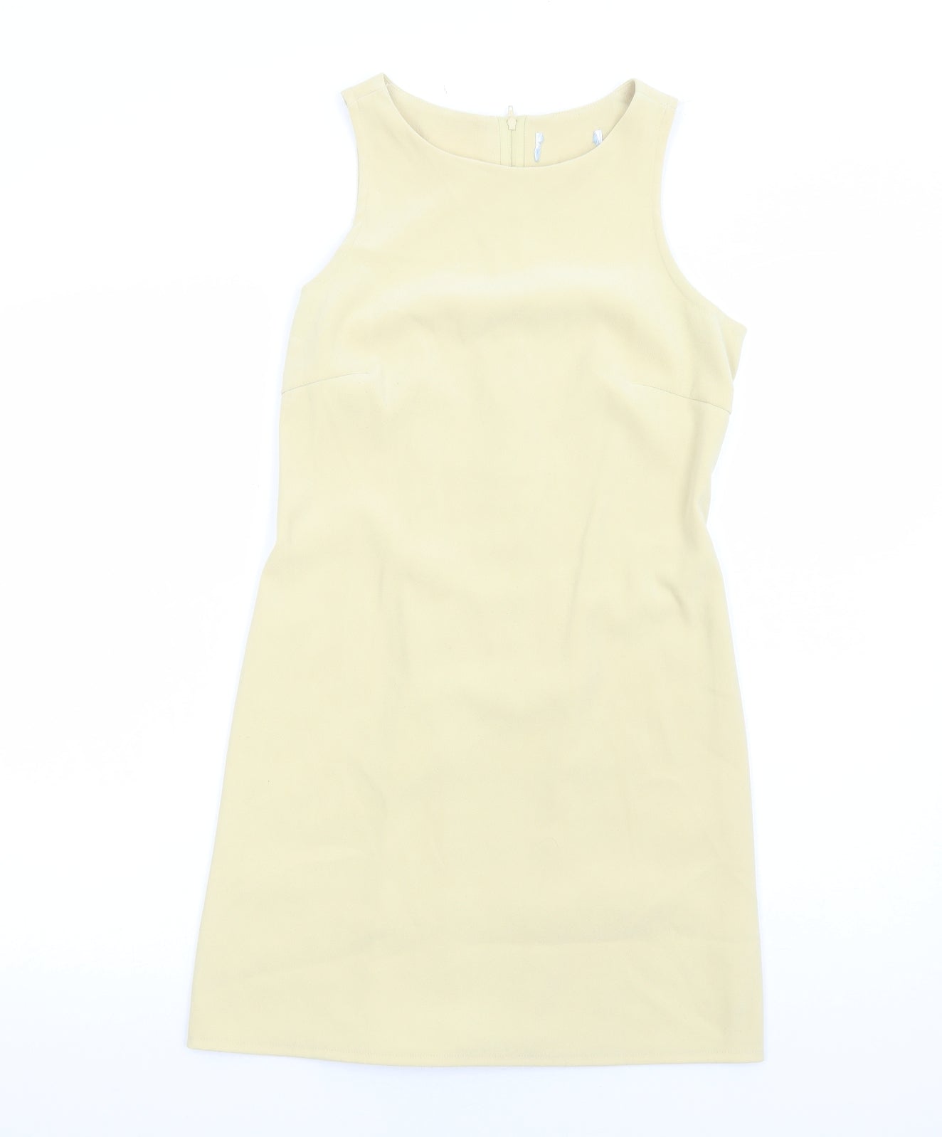 Preworn Womens Yellow Polyester A-Line Size 10 Round Neck Zip