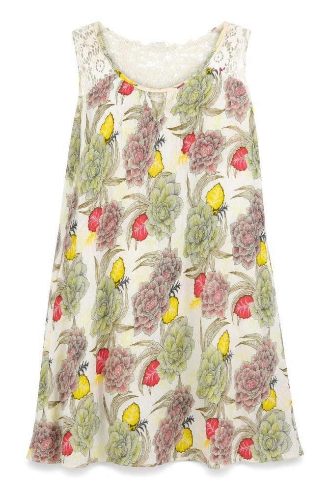 NEXT Womens White Floral Viscose Trapeze & Swing Size 14 Round Neck Pullover