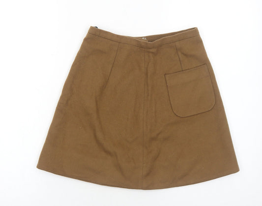 COS Womens Brown Polyester Straight & Pencil Skirt Size 6 Zip