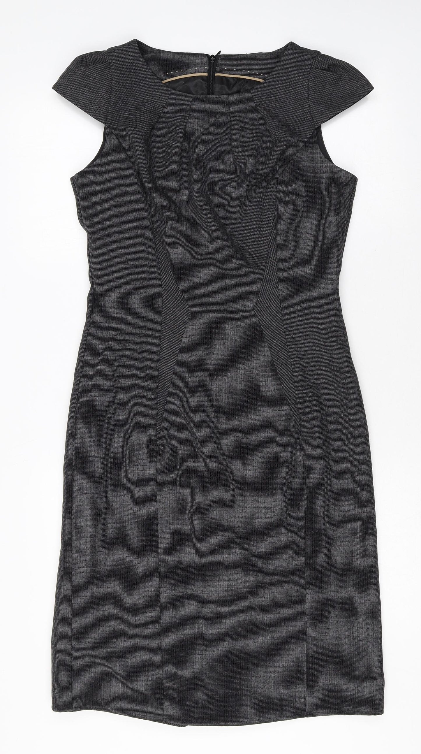 Preworn Womens Grey Polyester A-Line Size 10 Round Neck Zip
