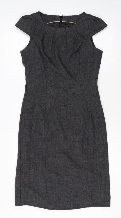 Womens Grey Polyester A-Line Size 10 Round Neck Zip