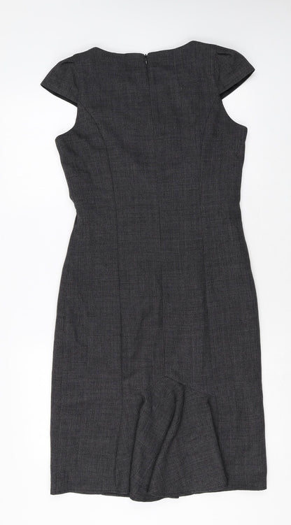 Womens Grey Polyester A-Line Size 10 Round Neck Zip