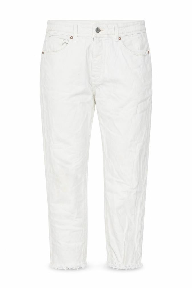 Selected Womens White Cotton Tapered Jeans Size 34 in Regular Button