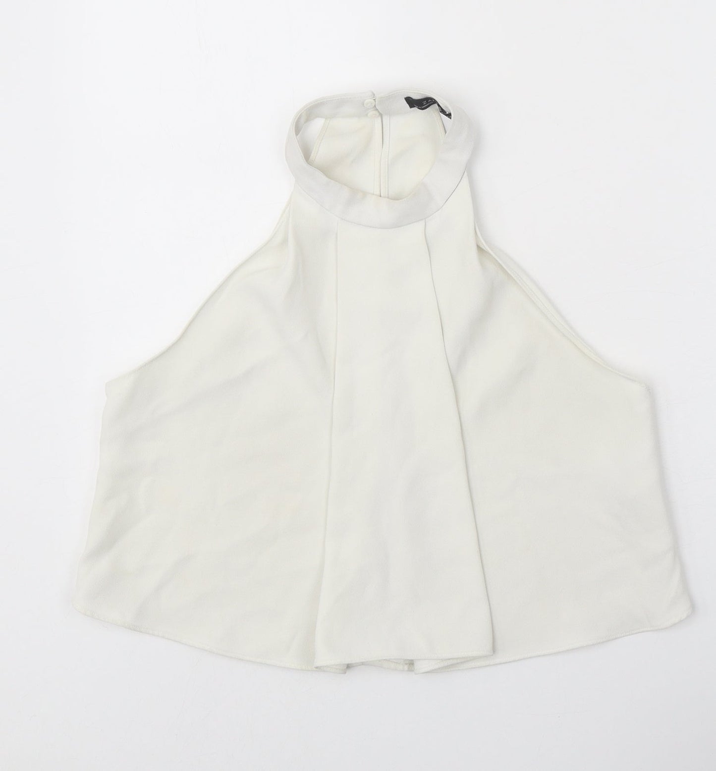 Zara Womens White Polyester Basic Tank Size S Halter