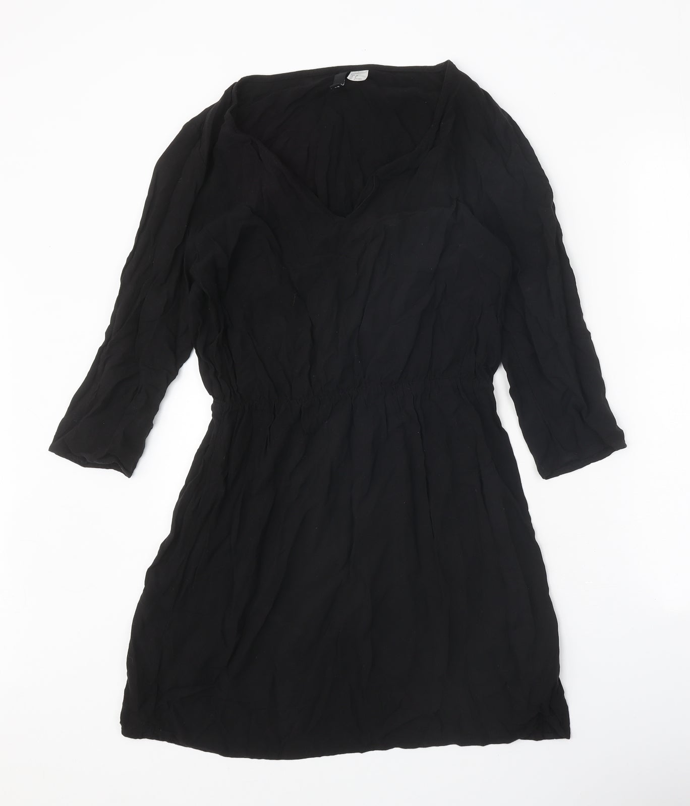 Divided Womens Black Viscose Kaftan Size 12 V-Neck Pullover