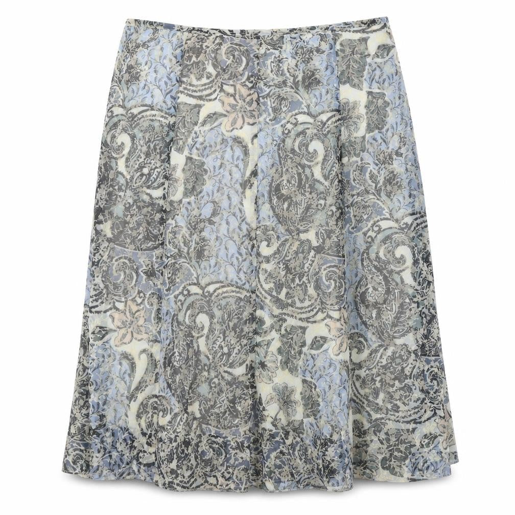 Classic Womens Beige Geometric Polyester Swing Skirt Size 14 Zip