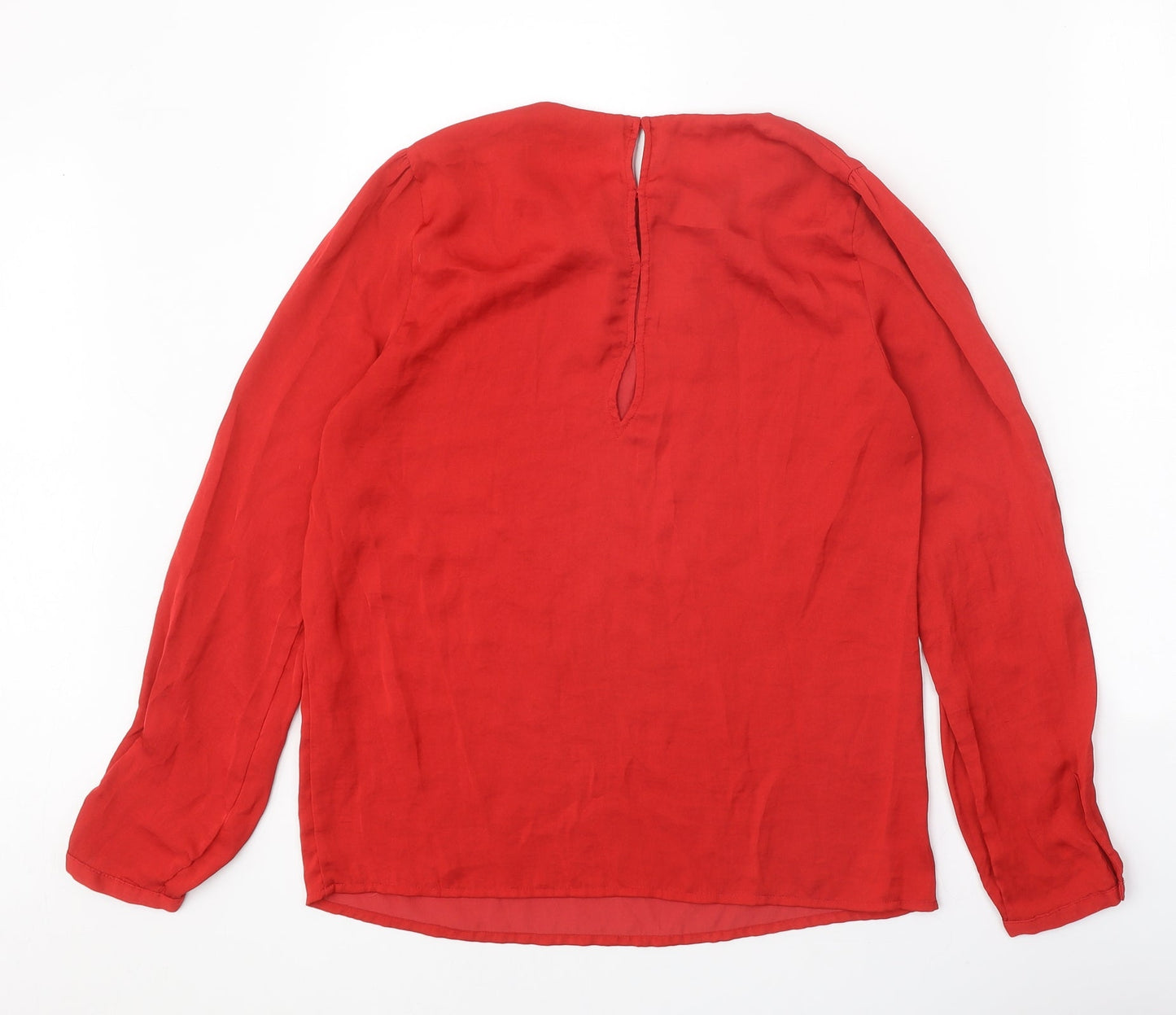 Zara Womens Red Polyester Basic Blouse Size S Round Neck