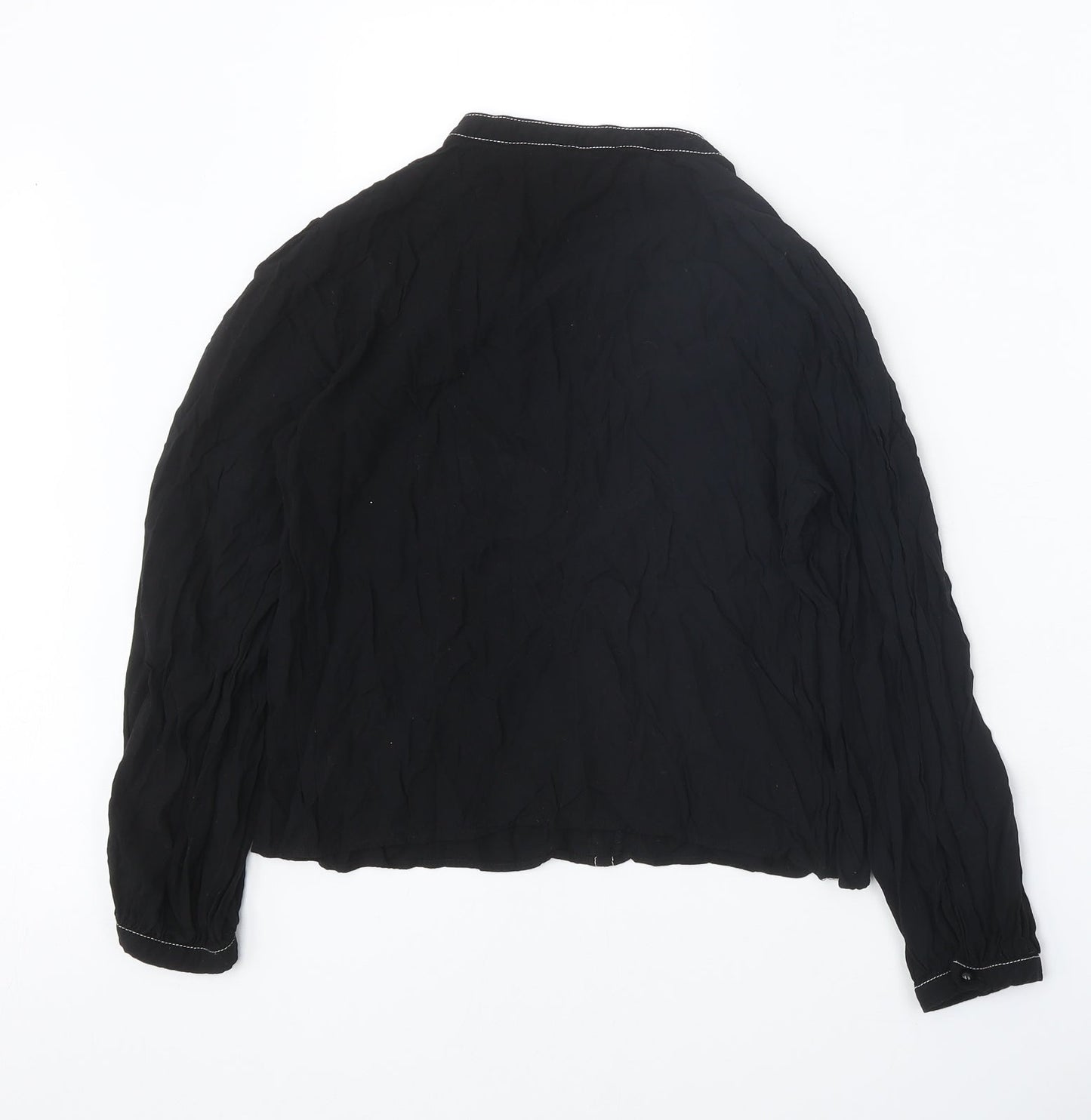 Collectif Womens Black Polyester Basic Blouse Size 12 V-Neck