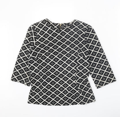 Beloved Womens Black Geometric Polyester Basic Blouse Size M Scoop Neck