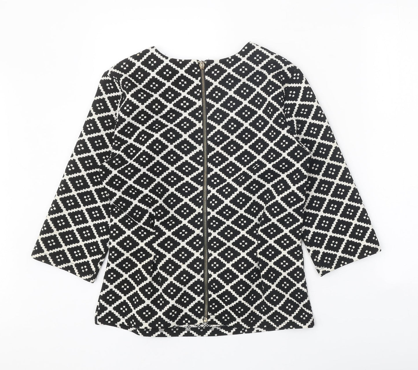 Beloved Womens Black Geometric Polyester Basic Blouse Size M Scoop Neck