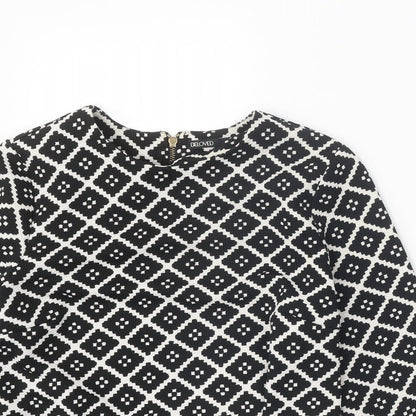 Beloved Womens Black Geometric Polyester Basic Blouse Size M Scoop Neck