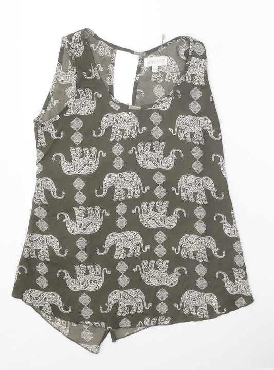 Apricot Womens Grey Geometric Polyester Basic Tank Size 8 Scoop Neck - Elephant